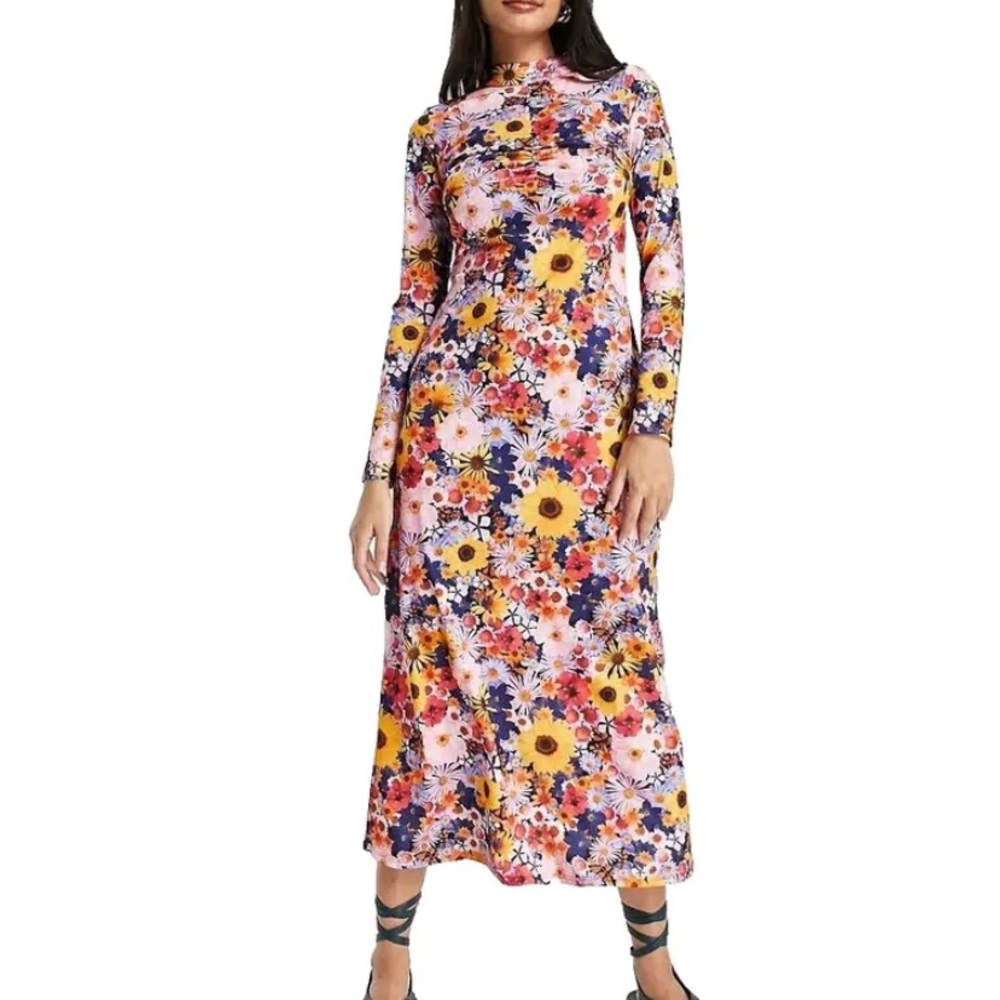 Never Fully Dressed Photorealistic Floral Midi party garden dress Fairycore M